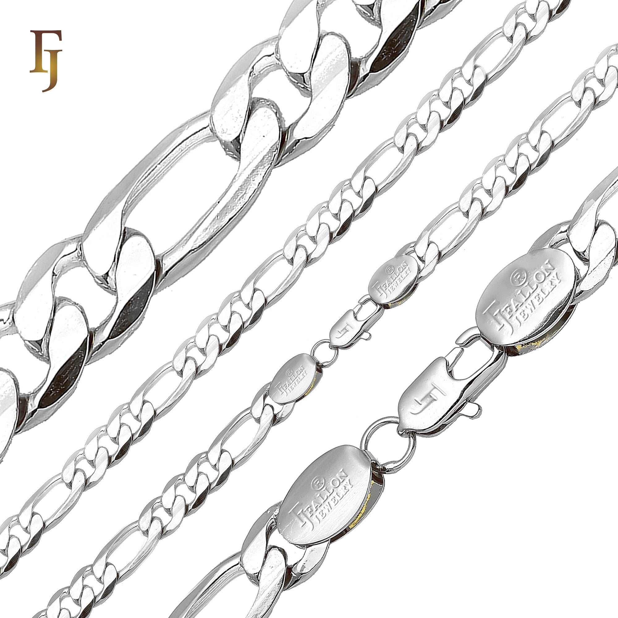 Classic Figaro Chain Necklace Bulk Order White Gold Plated Copper Jewelry Factory Supplier FJ Jewelry