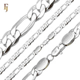 Classic Figaro Chain Necklace Bulk Order White Gold Plated Copper Jewelry Factory Supplier FJ Jewelry