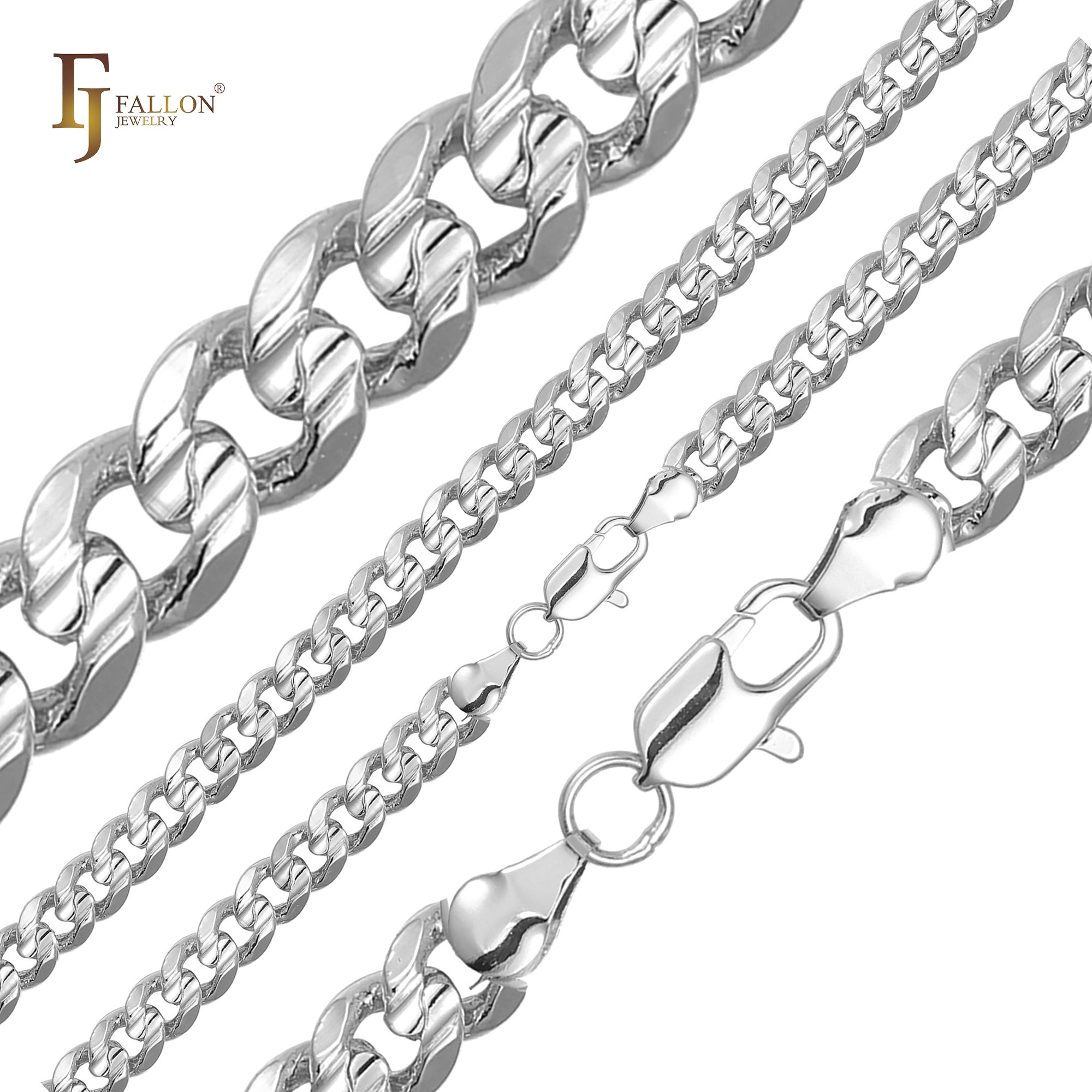 Cadenas con doble ranura central de eslabones cubanos estilo clásico de Miami chapadas en oro de 14 quilates, oro rosa, dos tonos