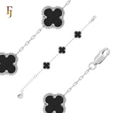Pure white or black lucky Clover shape Rose Gold paperclip link braclets or chain
