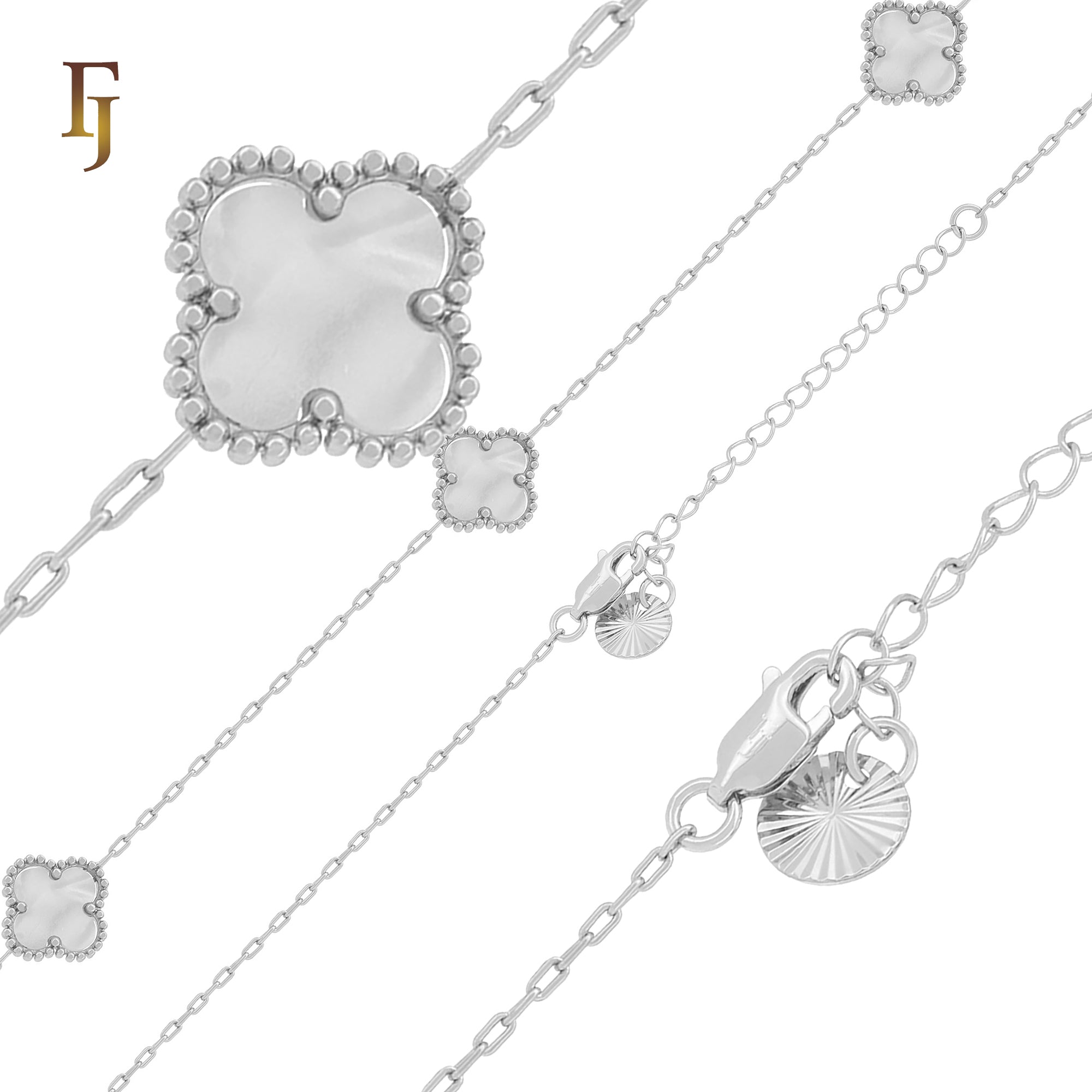 Pure white or black lucky Clover shape Rose Gold paperclip link braclets or chain