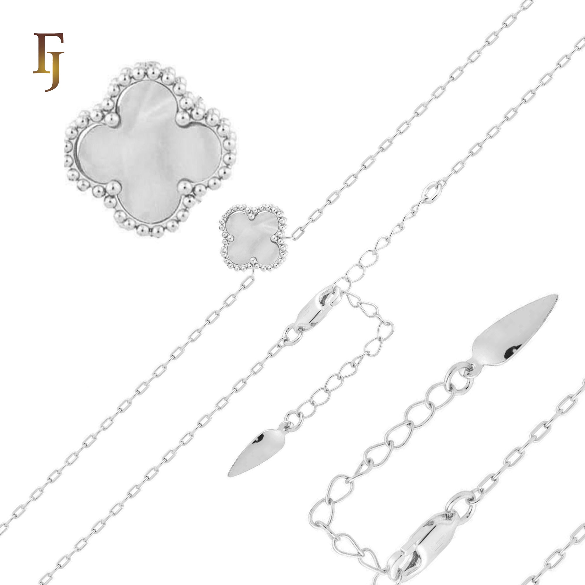 Solo white or black lucky Clover shape Rose Gold paperclip link braclets or chain