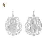 🔥 Virgin Mary Pendant in Polished Silver with Filigree Frame – Orthodox Religious Jewelry by FJ Fallon Jewelry