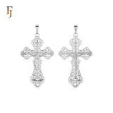 🔥 Orthodox Crucifix Pendant in Silver Finish with Jesus Figure – Filigree Religious Jewelry for Men & Women