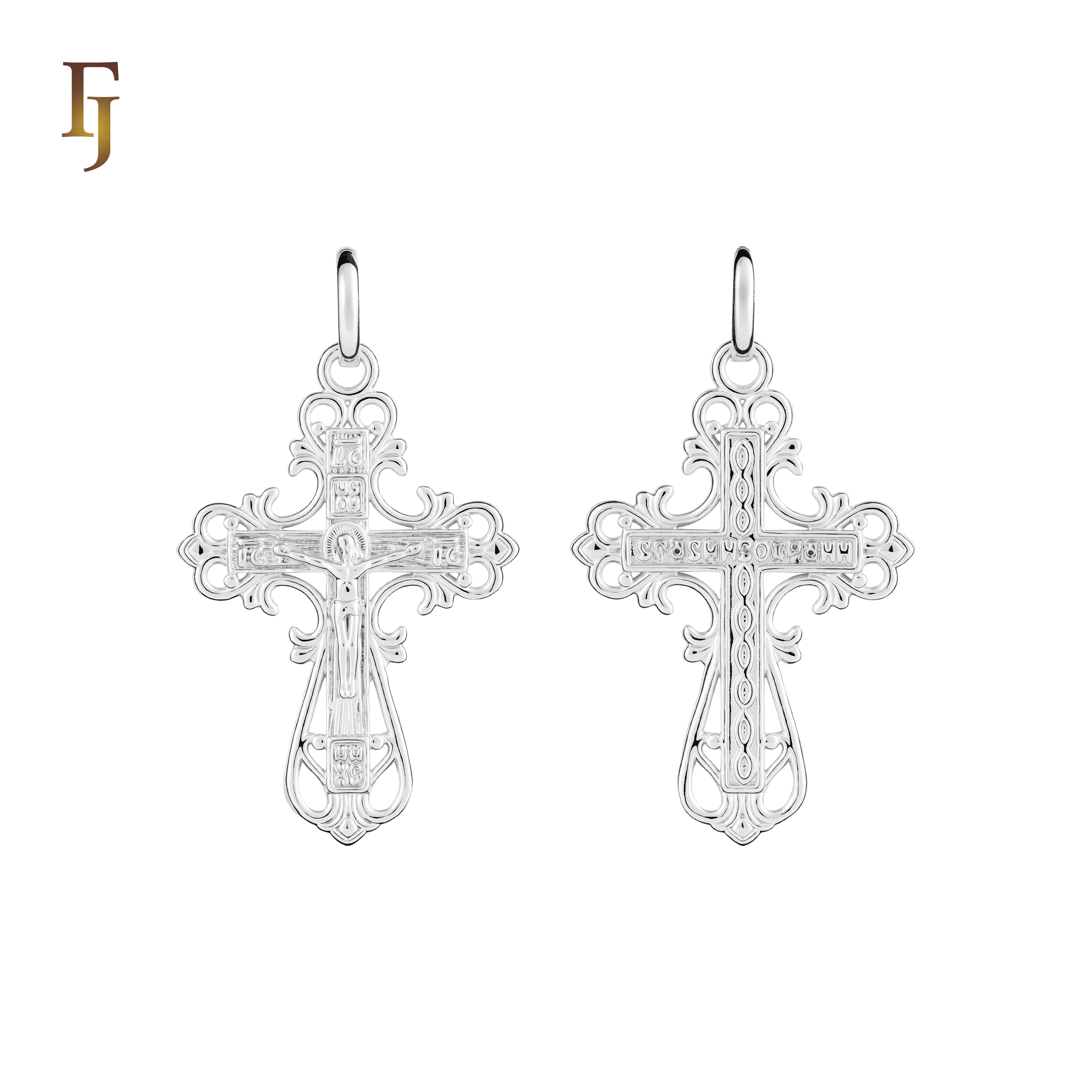 🔥 Orthodox Crucifix Cross Pendant with Jesus Icon – Traditional Russian Gold-Plated Religious Jewelry