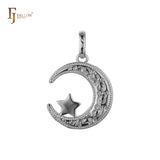 Islamic pendant of the moon and temple in 14K Gold, Rose Gold two tone plating colors