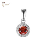 Solitaire halo colorful CZs 14K Gold, Rose Gold pendant