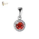 Solitaire halo colorful CZs 14K Gold, Rose Gold pendant