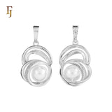 Elegant Pearl Pendant Necklace with Gold Plated Spiral Design and CZ Accents – Classic Women’s Jewelry