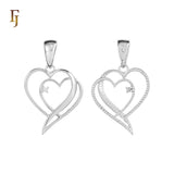 Double Heart Pendant Necklace with Cubic Zirconia in Gold Plating – Romantic Jewelry Gift for Her
