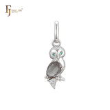 Owl animal pendant in Rose Gold two tone, 14K Gold plating colors