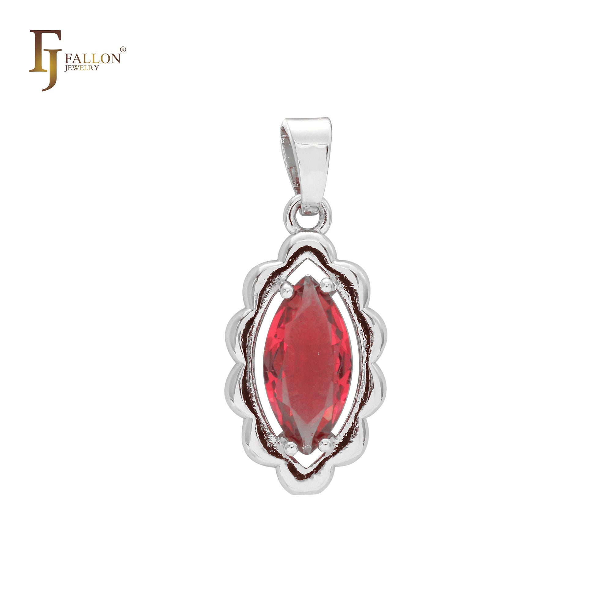 Solitär-Anhänger im Marquise-Stil aus Rot- oder Blau-CZ-Roségold