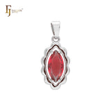 Solitär-Anhänger im Marquise-Stil aus Rot- oder Blau-CZ-Roségold