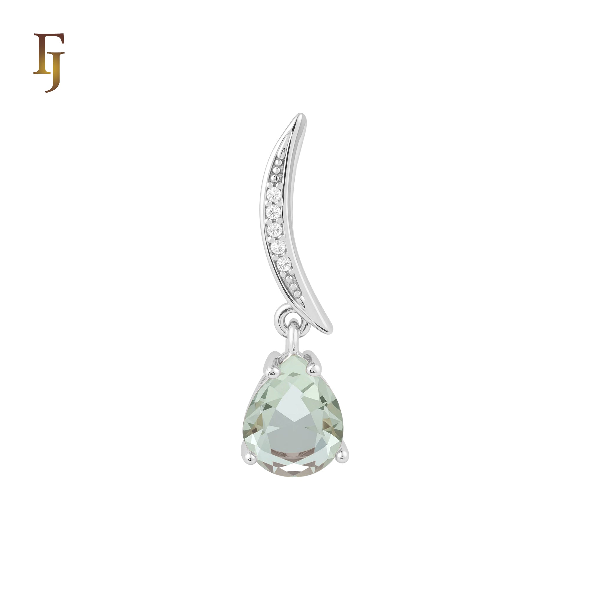 Moon shape with Pear white Solitaire CZ Rose Gold Solitaire Pendant
