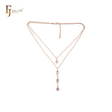 Triple white CZs Rose Gold Necklace