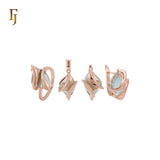 🔥 Double Ribbons clawed elegant Solitaire Colorful CZ Rose Gold Jewelry Set with Rings and Pendant