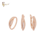 Conjunto de joias de ouro rosa com anéis e zircônias cúbicas brancas
