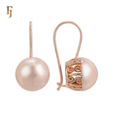 Gold Plated Wire Hook Earrings with Carved Back and Lantern Drop for Elegant Daily Wear
