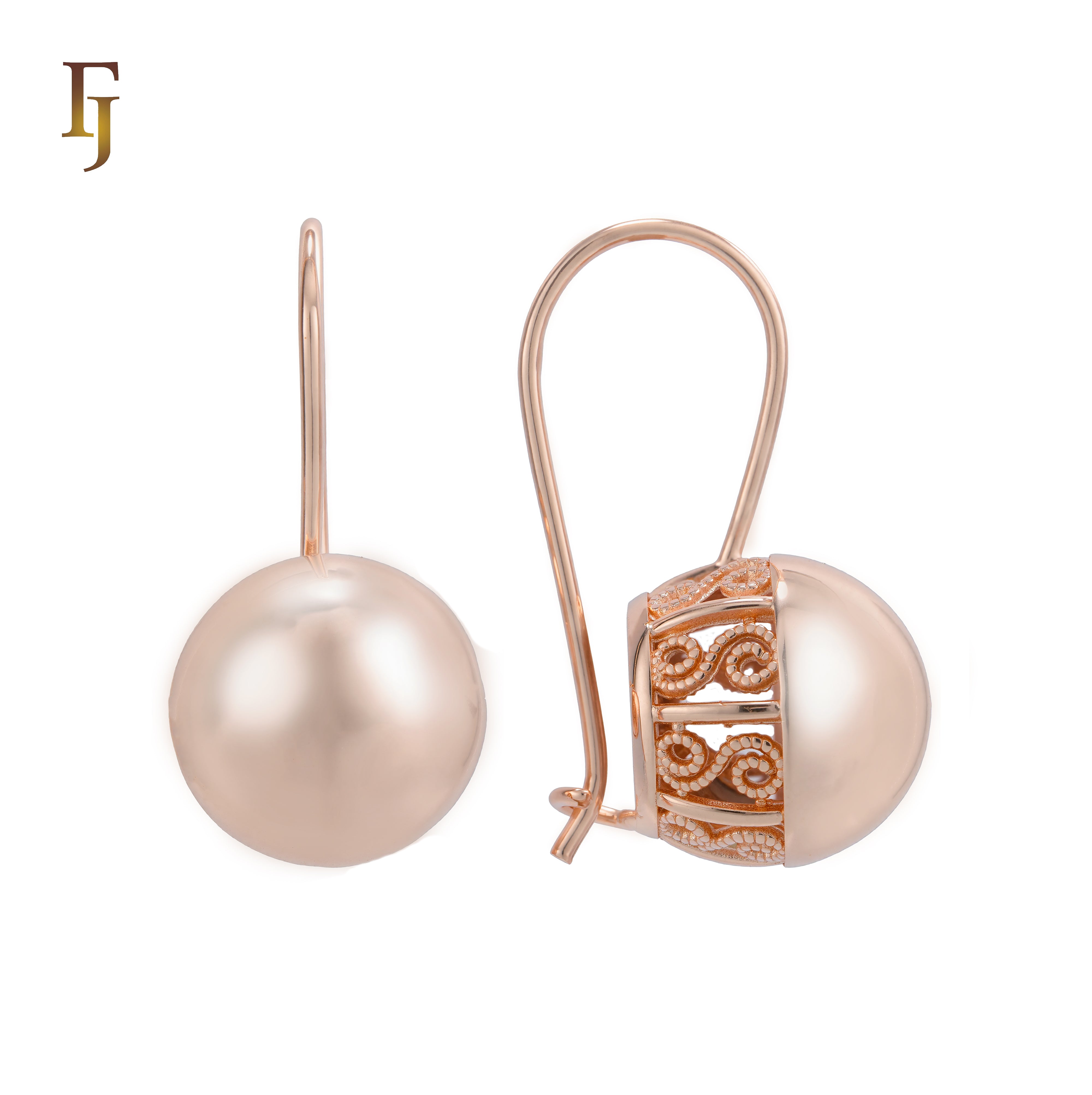Gold Plated Wire Hook Earrings with Carved Back and Lantern Drop for Elegant Daily Wear