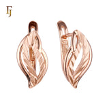 Silver Leaf Russian Lock Earrings – Twisted Polished & Textured Design – FJ Jewelry