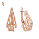 Geometric Filigree Russian Lock Earrings in Gold Plating with Three-Dimensional Design – FJ Jewelry