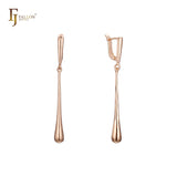 Long teardrop drop earrings in 14K Gold, Rose Gold plating colors