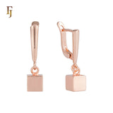 Geometric Cube Russian Lock Earrings – Minimalist Gold-Plated Dangle Design – FJ Jewelry