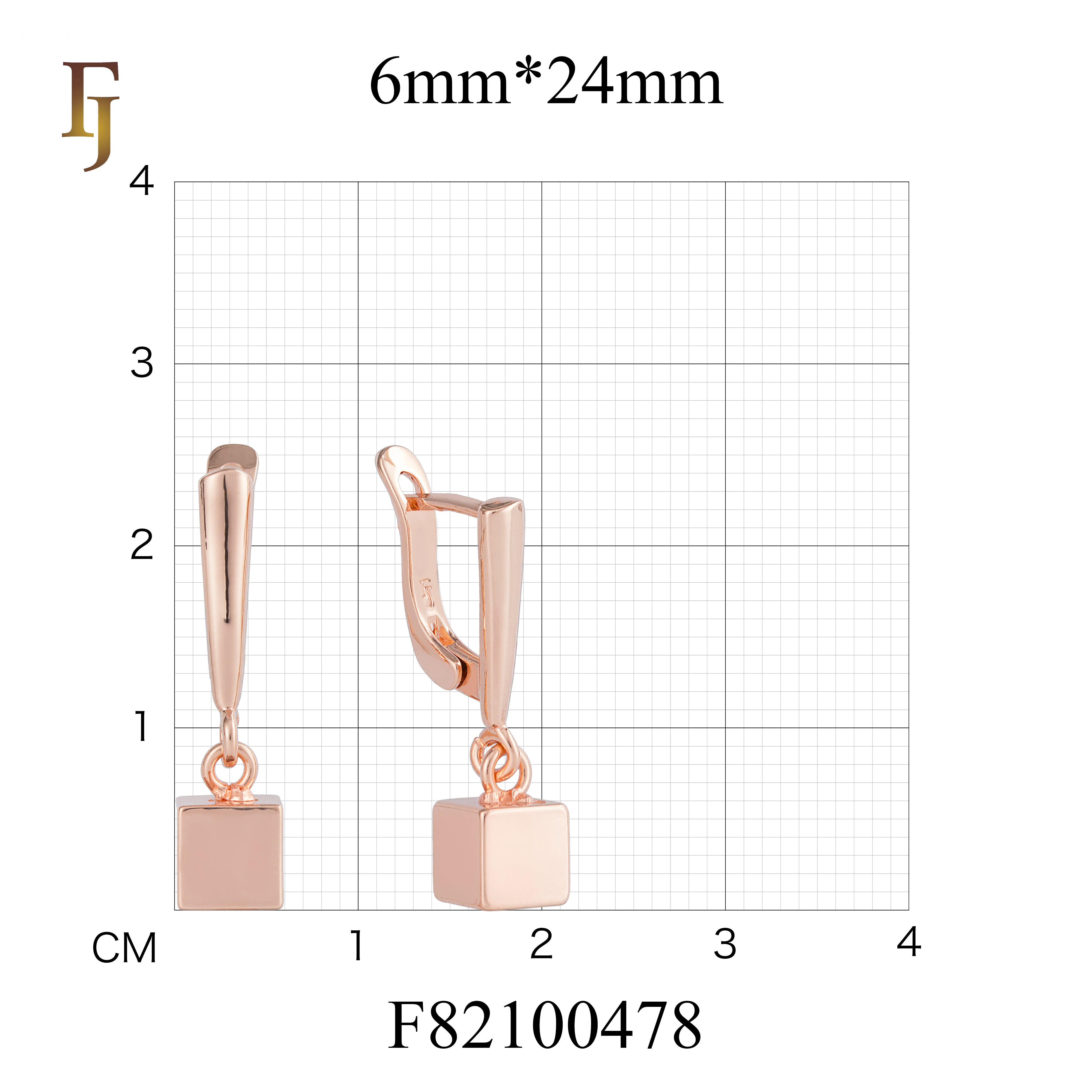 Geometric Cube Russian Lock Earrings – Minimalist Gold-Plated Dangle Design – FJ Jewelry