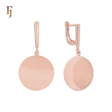 Rose Gold-Plated Russian Lock Earrings with Minimalist Polished Disc Drop – FJ Jewelry