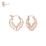 Filigree of waves bracket Rose Gold Hoop Earrings