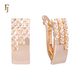 Geometric Russian Lock Earrings in Gold-Plated Finish – Modern Architectural Style – FJ Jewelry