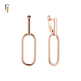 Geometric Link Russian Lock Earrings – Gold-Plated Minimalist Dangle Style – FJ Jewelry