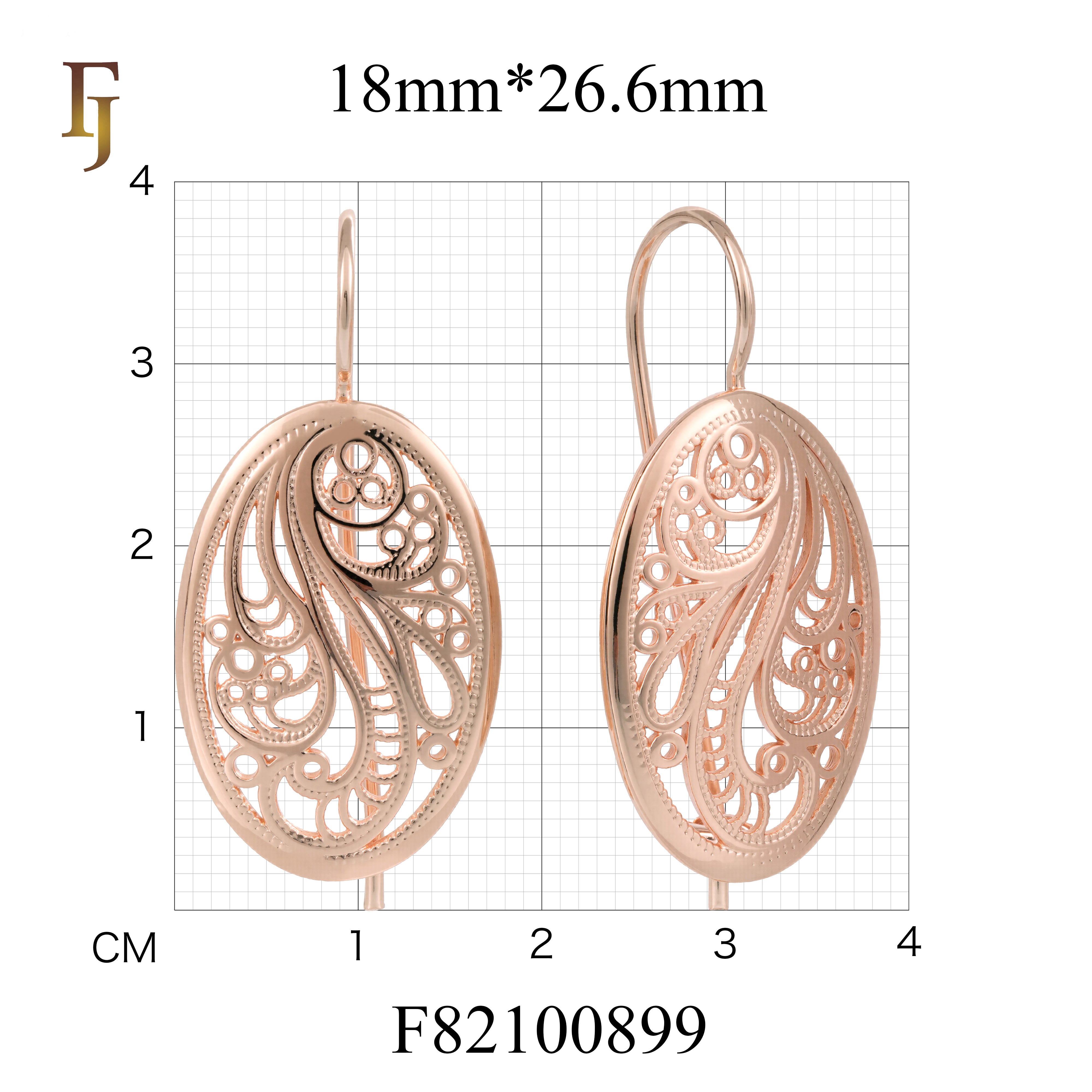 Gold Wire Hook Earrings – Oval Paisley Filigree Drop with Vintage Openwork | Elegant Non-Tarnish Jewelry by FJ