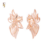 Orchid-Inspired Russian Lock Earrings in Gold Finish – Elegant Floral Drop Earrings – FJ Jewelry