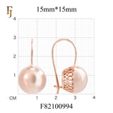 Gold Wire Hook Earrings – Polished Dome Drop with Geometric Filigree Back | Timeless Lightweight Jewelry by FJ