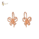 Pendientes infantiles Butterfly Wire Hook en Oro de 14K, baño de Oro Rosa en colores