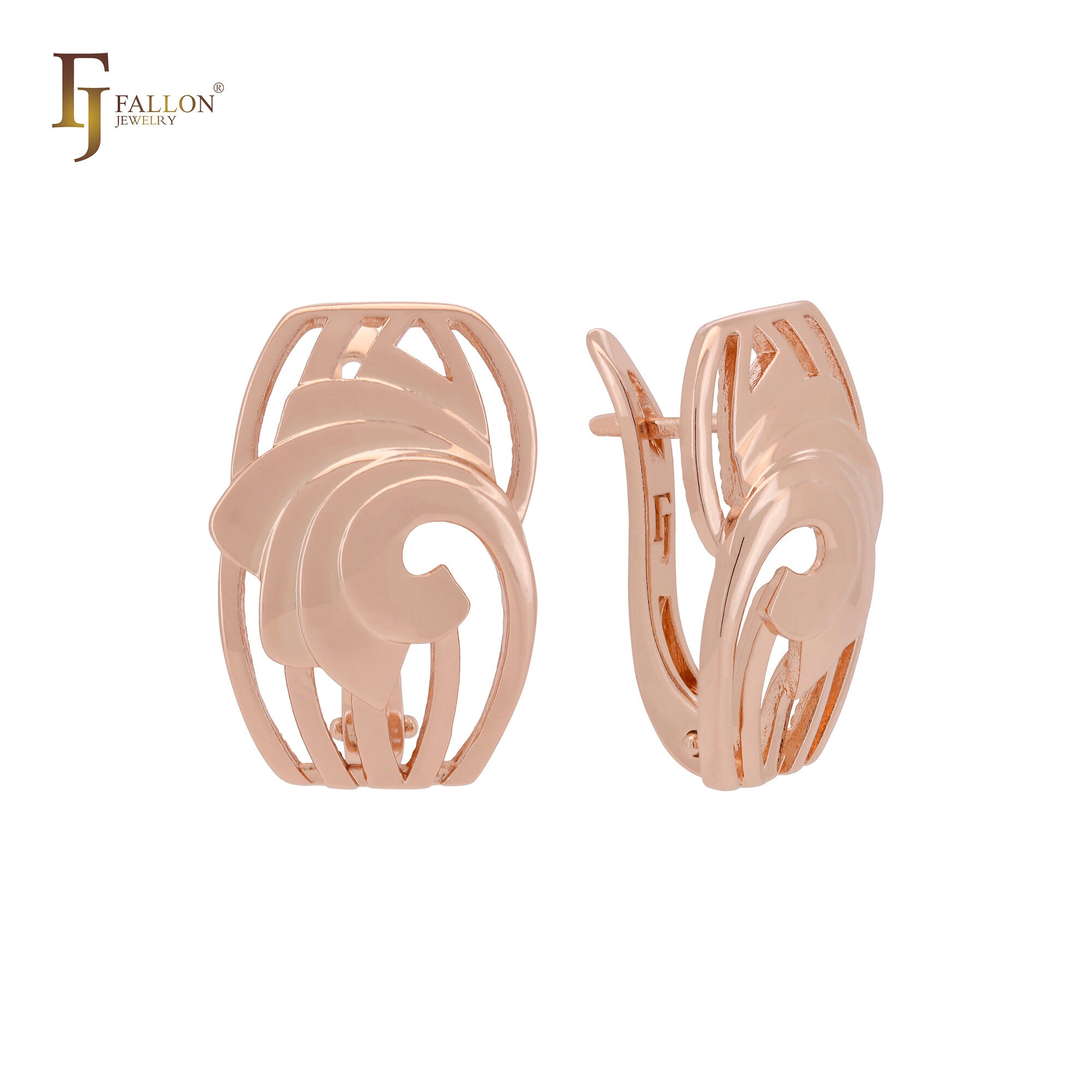 Whirling vortex of filigree Rose Gold Russian Lock Earrings