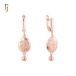 Oval bead of wide leaf 14K Gold, Rose Gold Russian Lock drop Earrings
