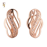 Rose Gold Intertwined Hoop Earrings with CZ Accents and Russian Lock Design
