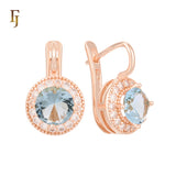 Elegant Halo CZ Russian Lock Earrings – Gold Plated Round Drop | Sparkling Non-Tarnish Jewelry by FJ