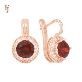 Elegant Halo CZ Russian Lock Earrings – Gold Plated Round Drop | Sparkling Non-Tarnish Jewelry by FJ