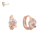 Pendientes Huggie de oro rosa y oro de 14 quilates con circonita blanca redondeada y solitario