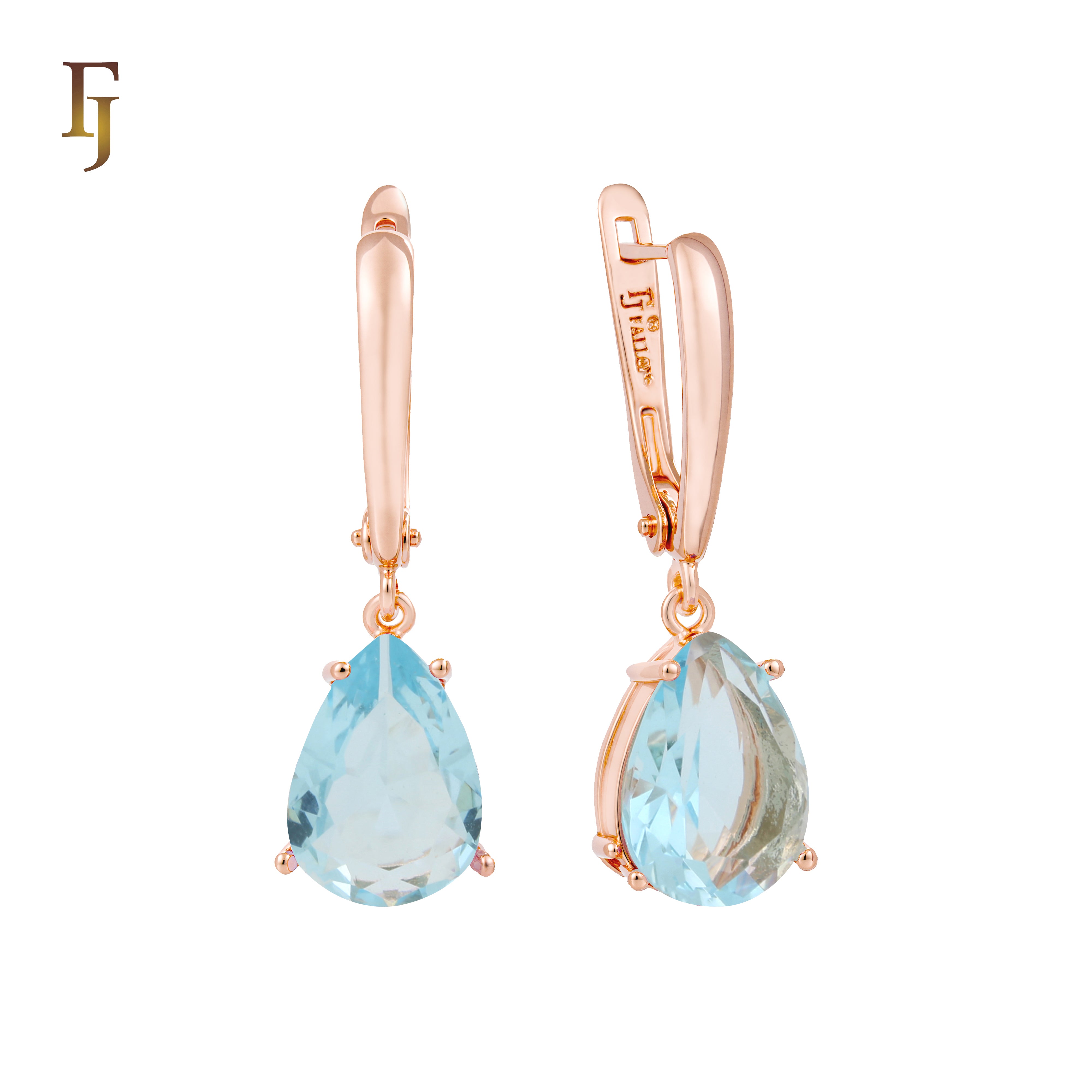 Teardrop Garnet-Red Russian Lock Earrings – Classic Drop Earrings in Gold Finish – FJ Jewelry