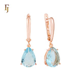 Teardrop Garnet-Red Russian Lock Earrings – Classic Drop Earrings in Gold Finish – FJ Jewelry