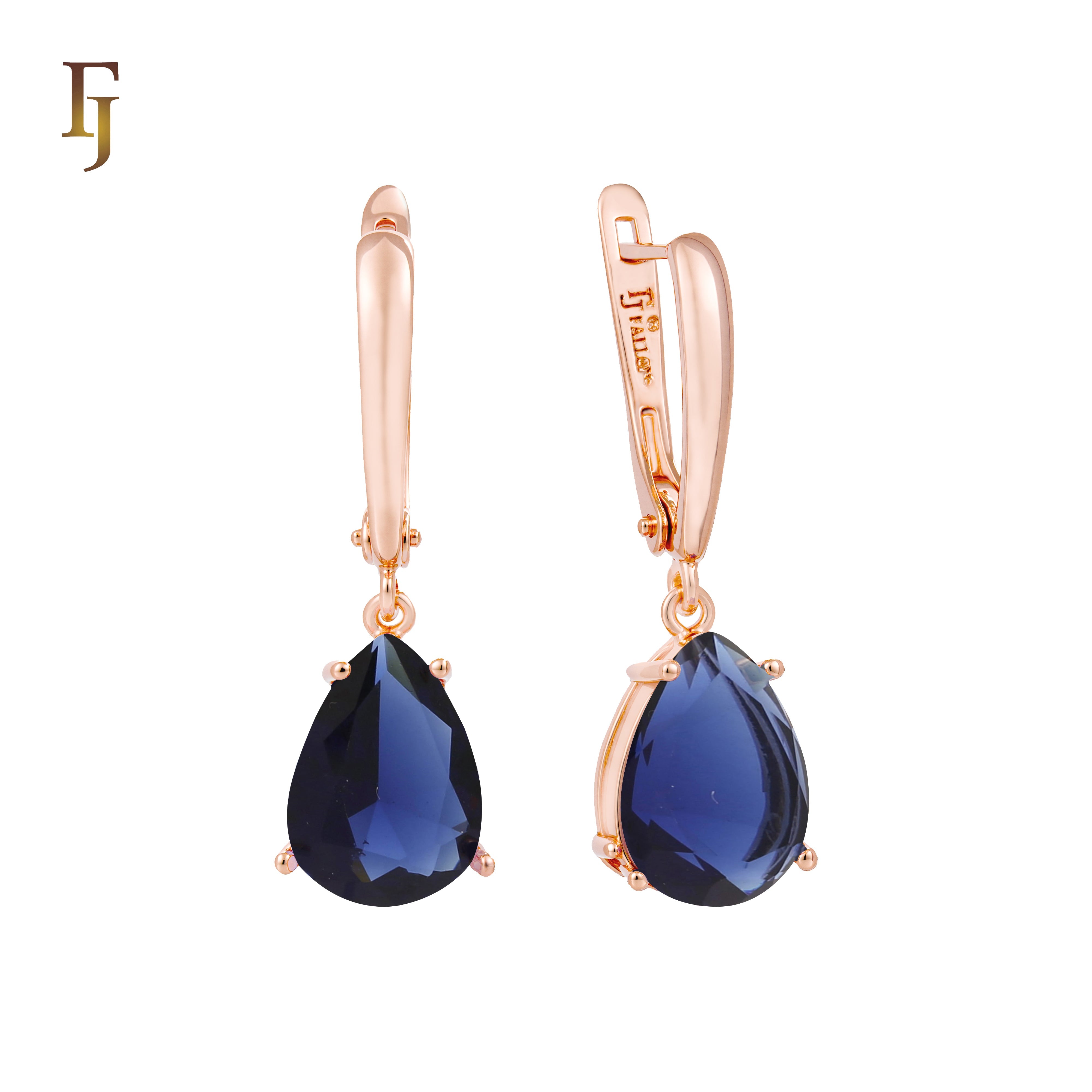 Teardrop Garnet-Red Russian Lock Earrings – Classic Drop Earrings in Gold Finish – FJ Jewelry