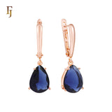 Teardrop Garnet-Red Russian Lock Earrings – Classic Drop Earrings in Gold Finish – FJ Jewelry