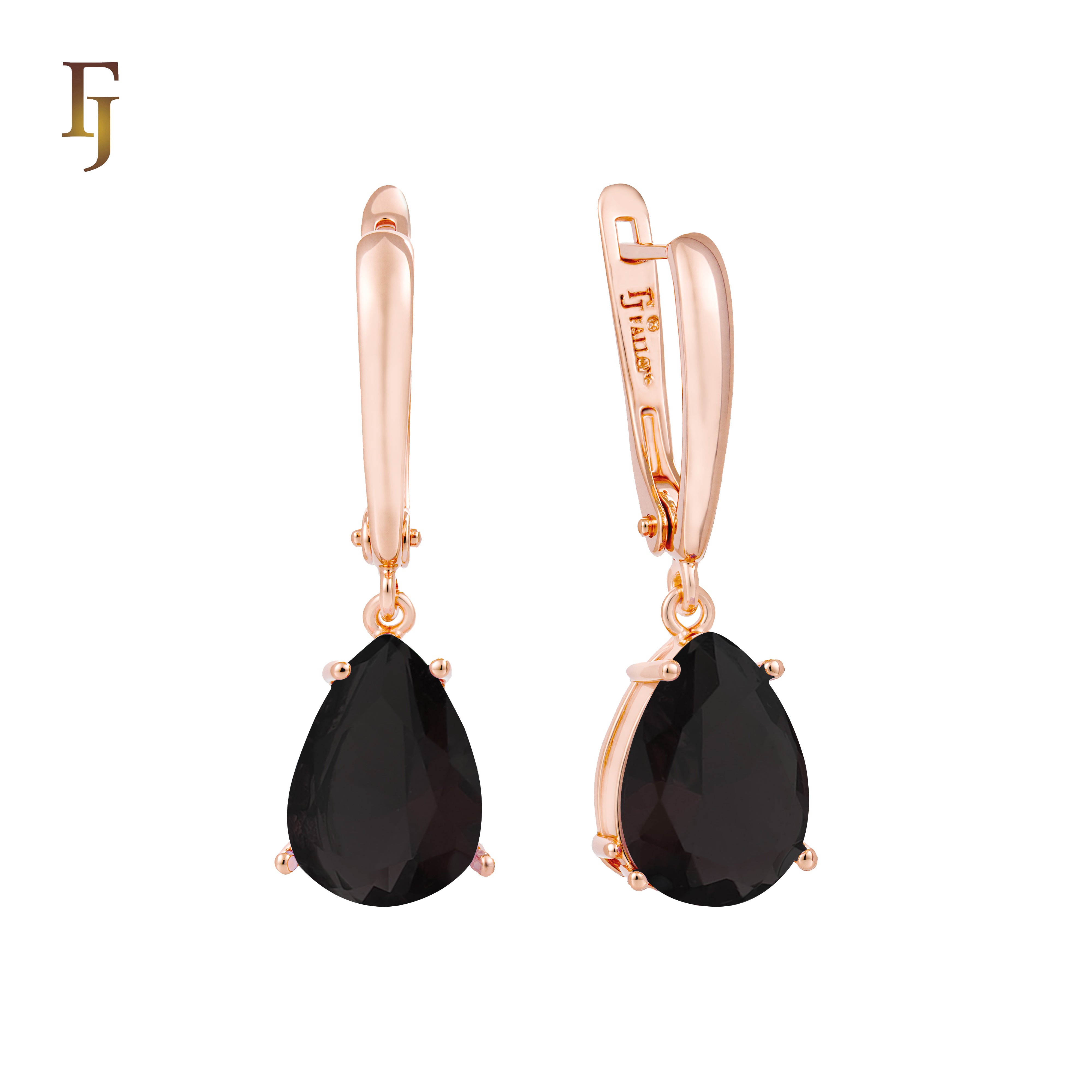 Teardrop Garnet-Red Russian Lock Earrings – Classic Drop Earrings in Gold Finish – FJ Jewelry