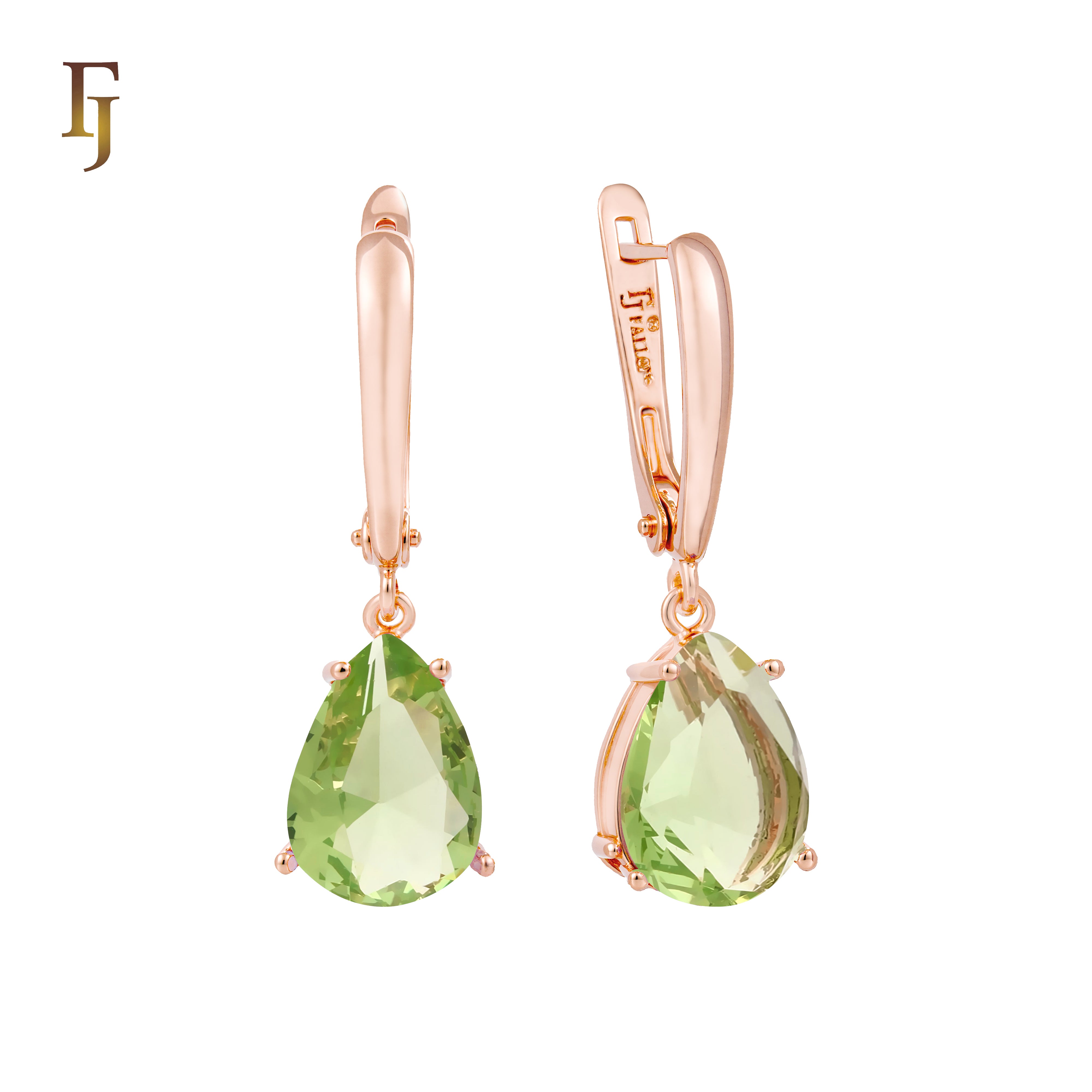 Teardrop Garnet-Red Russian Lock Earrings – Classic Drop Earrings in Gold Finish – FJ Jewelry