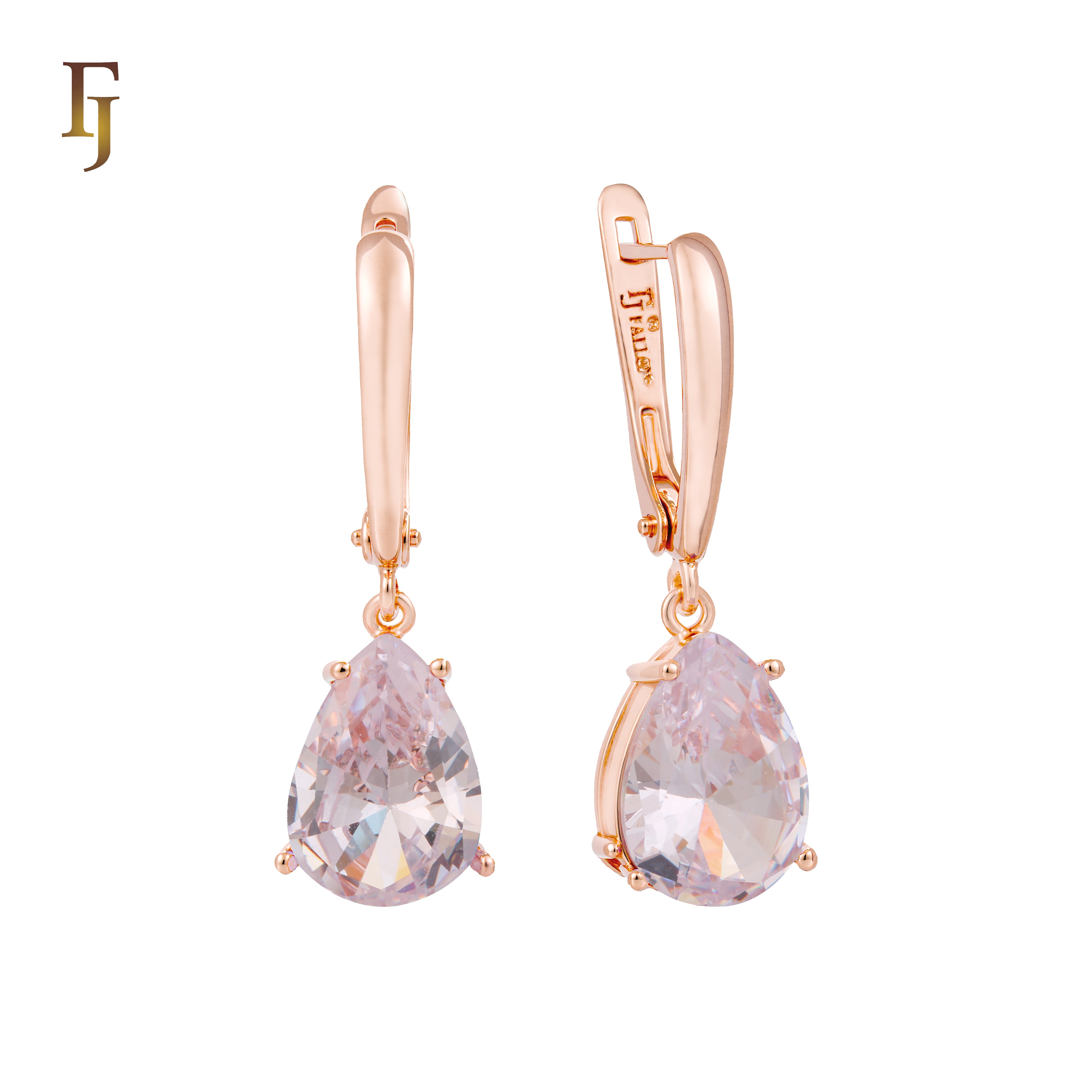 Teardrop Garnet-Red Russian Lock Earrings – Classic Drop Earrings in Gold Finish – FJ Jewelry