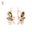 Cluster Marquise Olive Green Stones Rose God Russian Lock Earrings